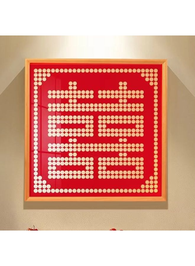 Best Friend Wedding Gift Coin Photo Frame Template Diy Handmade Gift Flocking Cloth 5 50 Cents Mao Xi Zi Xi Zi-Color:Laurel Color Fangxi 60-60 Requires 480 Wedding Coins - Complete Set Of Photo Frames * Dispensing Glue * Velvet Template * Gift Bag * Wedding Coin - Image 1