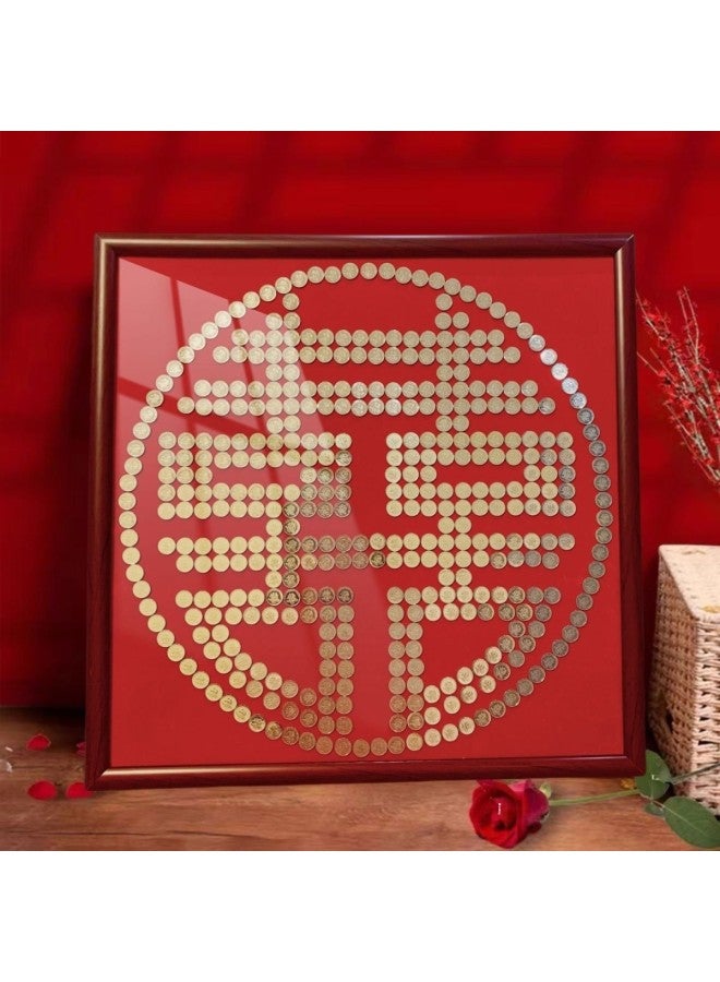 Best Friend Wedding Gift Coin Photo Frame Template Diy Handmade Gift Flocking Cloth 5 50 Cents Mao Xi Zi Xi Zi-Color:Laurel Color Fangxi 60-60 Requires 480 Wedding Coins - Complete Set Of Photo Frames * Dispensing Glue * Velvet Template * Gift Bag * Wedding Coin - Image 3