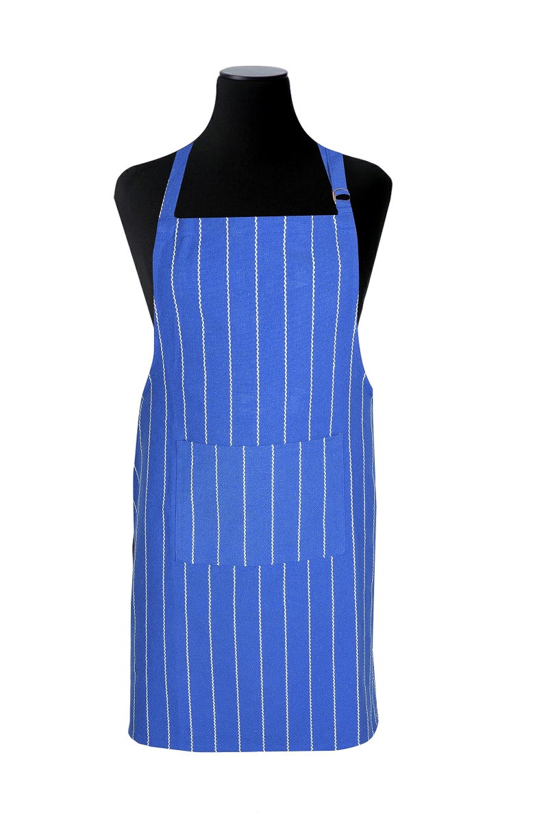 CRAZYWEAVES 100% Cotton Kitchen Apron for Women & Men – Blue Dobby Stripe Design with Front Pocket – Adjustable Neck Strap – Cooking, Baking, BBQ, and Cleaning Apron - Image 4
