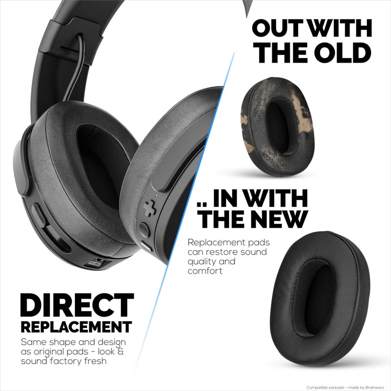 BRAINWAVZ Upgraded Earpads for Skullcandy Crusher Evo, Crusher Wireless, Hesh ANC & More | Enhanced Comfort & Sound Isolation | Black, by Brainwavz - Image 4