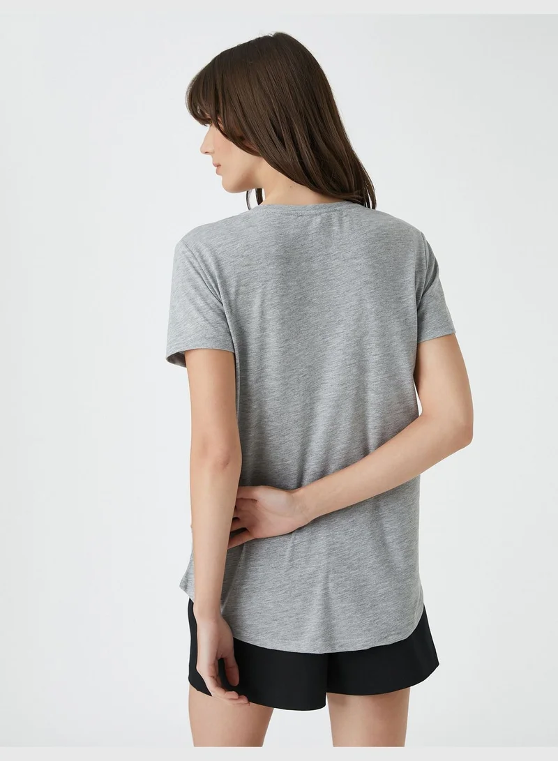 كوتون Leopard Short Sleeve Crew Neck T-Shirt