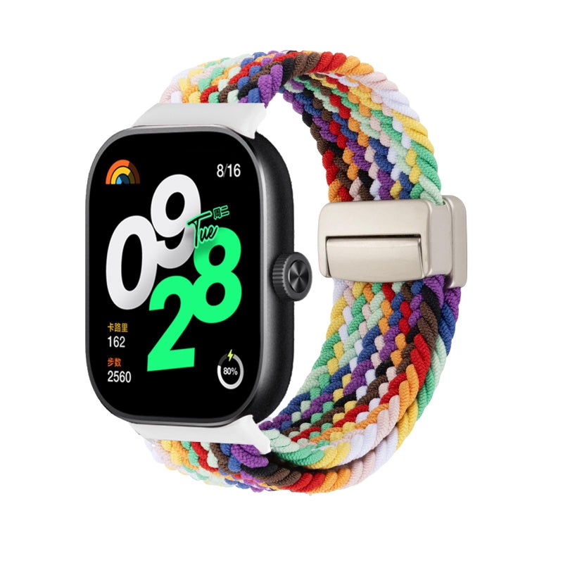 erorex For Redmi Watch 5 / Xiaomi Smart Band 9 Pro Magnetic Buckle Loop Braided Watch Band(Rainbow) - Image 1