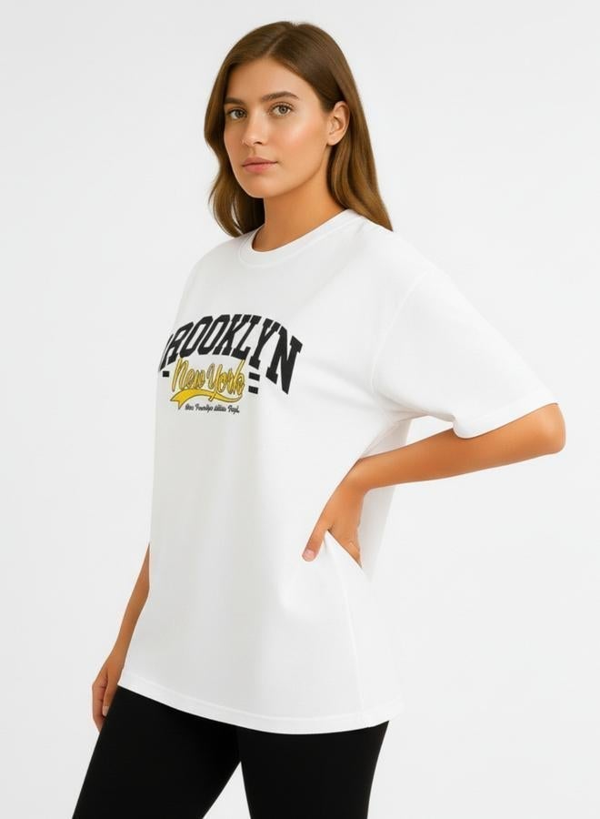 PAUSE Women White Graphic Print T-Shirt - Image 1