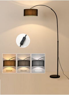 ماركة غير محددة مصباح أرضي LED بثلاثة ألوان، ضوء نورديك بسيط، مصباح عمودي حديث لحماية العين، لغرفة النوم وغرفة المعيشة والدراسة والمكتب وإضاءة أرضية من القماش مع لمبة LED ثلاثية الألوان 9 وات أسود 185 × 100 سم  - Image 1