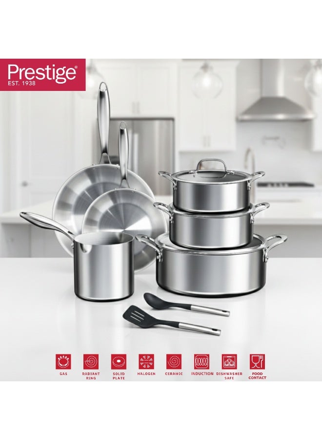 Prestige Tri Ply Stainless Steel 11 Pcs Cooking Set | Induction + all hob suitable | Pots and Pans Set | PR81202 - Image 5