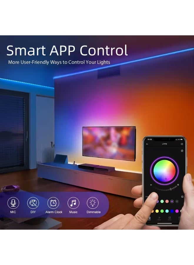 Multi-color LED light strip - with 5m remote control, color-changing LED lighting synchronized with music with smart app control, RGB, ideal for bedrooms, homes, parties, festivals, birthdays and holidays. - Image 1