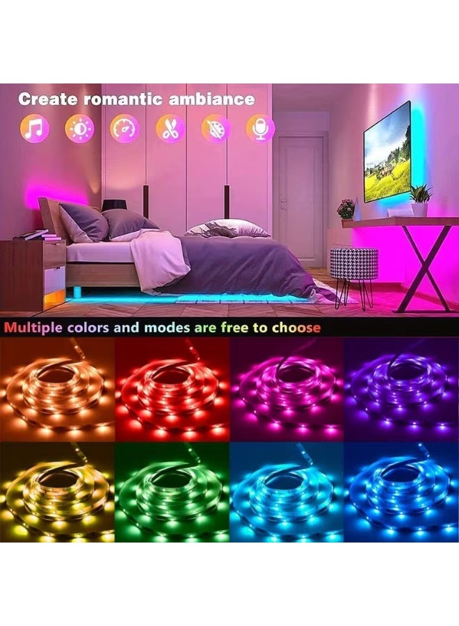 Multi-color LED light strip - with 5m remote control, color-changing LED lighting synchronized with music with smart app control, RGB, ideal for bedrooms, homes, parties, festivals, birthdays and holidays. - Image 2