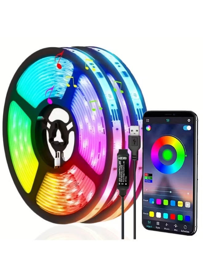 Multi-color LED light strip - with 5m remote control, color-changing LED lighting synchronized with music with smart app control, RGB, ideal for bedrooms, homes, parties, festivals, birthdays and holidays. - Image 3