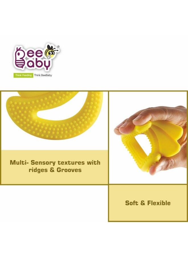Beebaby - Banana Fruit Shape Soft Silicone Teether For 3+ Months With Carrying Case Bpa Free Teething Toy For Babies With Textured Surface For Soothing Gums. 100% Food Grade (Banana Yellow) - Image 1