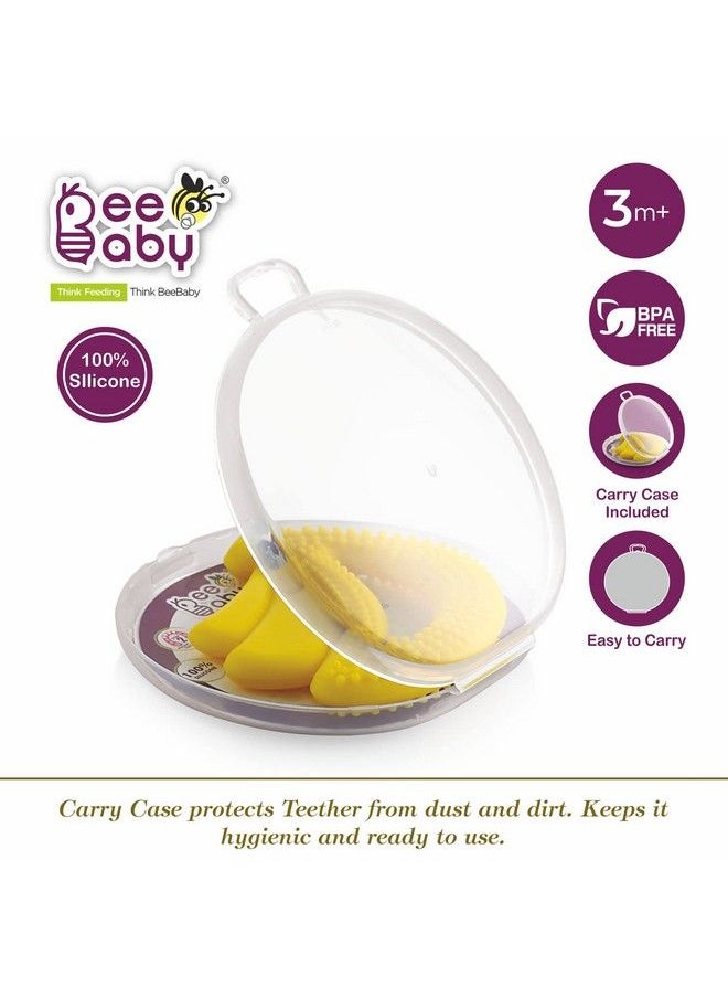 Beebaby - Banana Fruit Shape Soft Silicone Teether For 3+ Months With Carrying Case Bpa Free Teething Toy For Babies With Textured Surface For Soothing Gums. 100% Food Grade (Banana Yellow) - Image 1