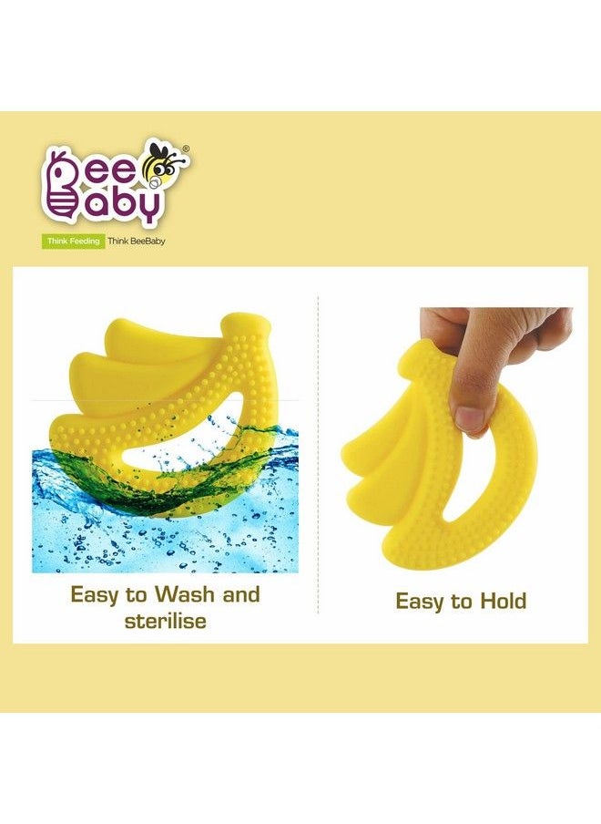 Beebaby - Banana Fruit Shape Soft Silicone Teether For 3+ Months With Carrying Case Bpa Free Teething Toy For Babies With Textured Surface For Soothing Gums. 100% Food Grade (Banana Yellow) - Image 1