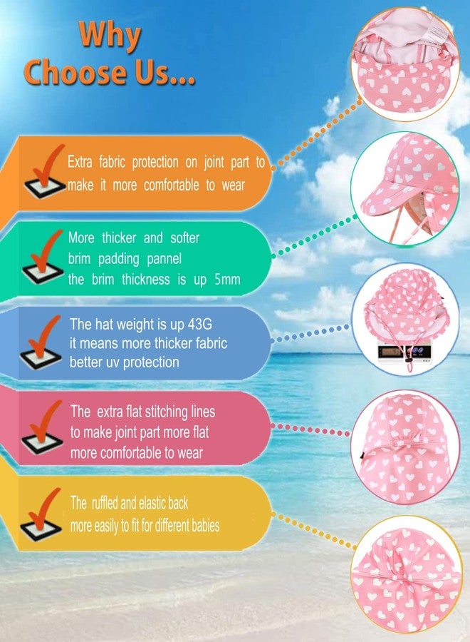 weVSwe Baby Girls Newborn Pink Heart Swimsuit Toddler Rash Guard Sun Protection Infant Swimwear with Sun Hat 12-18 Months - Image 4