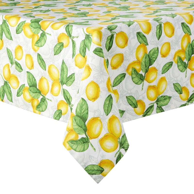 Martha Stewart Lots of Lemons Tablecloth Single Pack WhiteYellow 60x84