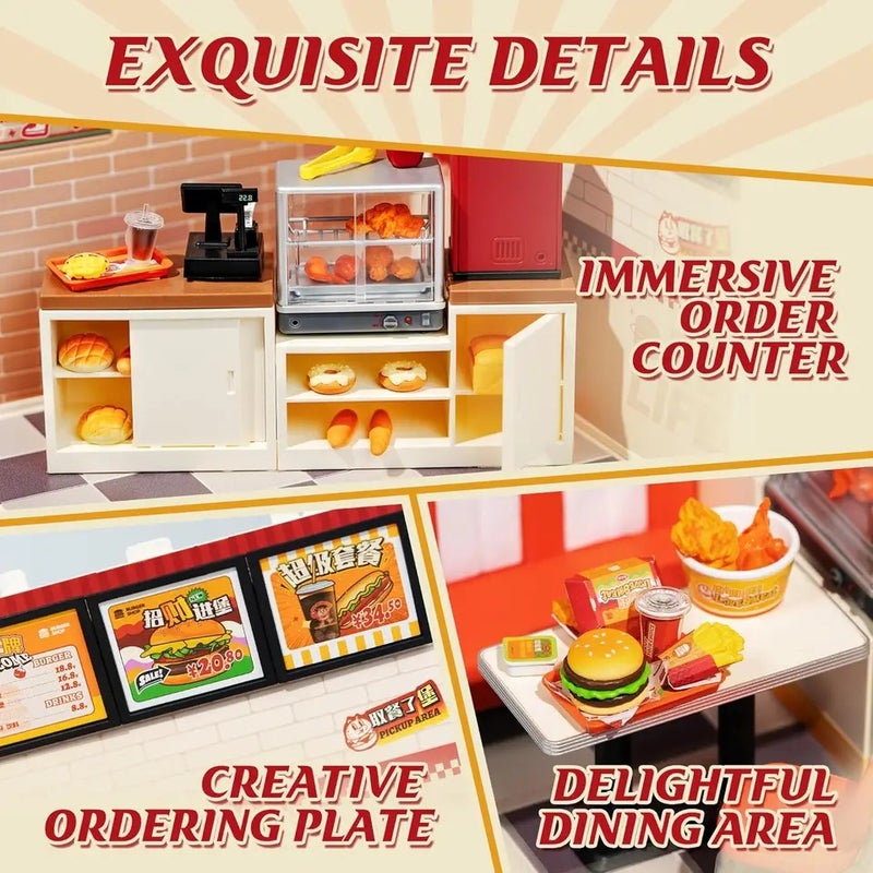 رولايف أحجية ثلاثية الأبعاد Rolife Diy 3D Puzzle Home Gift Idea Model Supply Store Kit with LED Yum Yum Burger And Leisurely Cheers Bar And Sweet Sips Tea 8375790 - Image 4