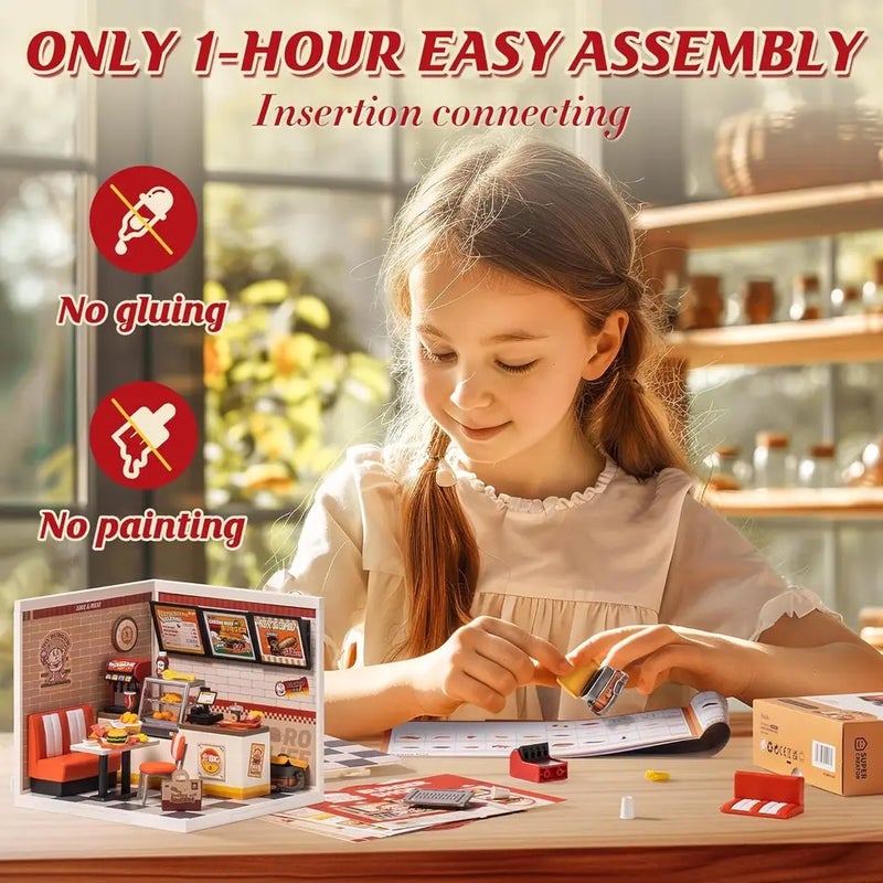 رولايف أحجية ثلاثية الأبعاد Rolife Diy 3D Puzzle Home Gift Idea Model Supply Store Kit with LED Yum Yum Burger And Leisurely Cheers Bar And Sweet Sips Tea 8375790 - Image 5
