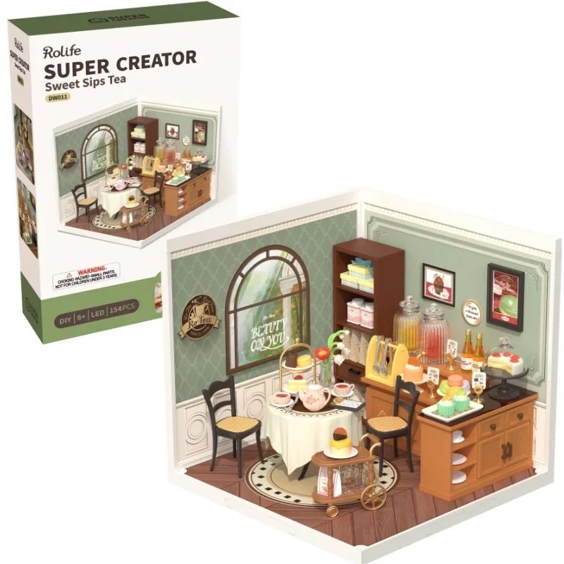 رولايف أحجية ثلاثية الأبعاد Rolife Diy 3D Puzzle Home Gift Idea Model Supply Store Kit with LED Yum Yum Burger And Leisurely Cheers Bar And Sweet Sips Tea 8375790 - Image 1