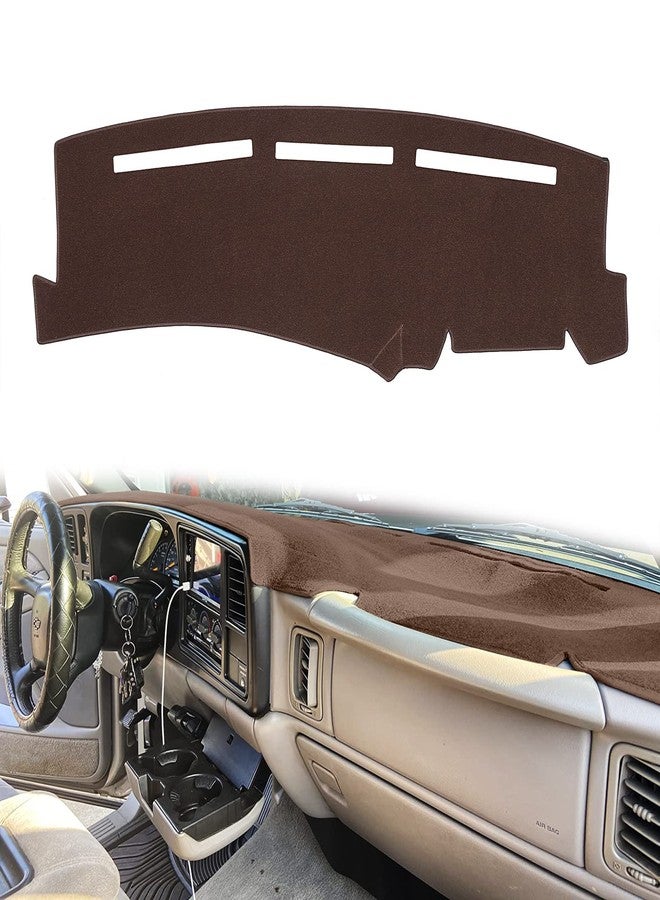 HanLanKa Dashboard Cover for Chevrolet Silverado 1500 2500 3500 1999-2006 Avalanche Chevy Tahoe Suburban GMC Sierra Yukon Dash Cover Mat(Premium Carpet, Brown) - Image 1