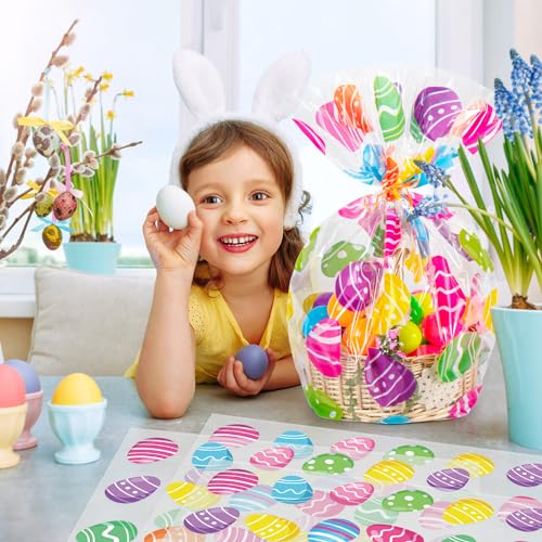 CUDICY Easter Bags 10pcs Large Cellophane Bags 24x30 Inch Cellophane Wrap for Gift Baskets Clear Plastic Gift Wrapping - Image 2