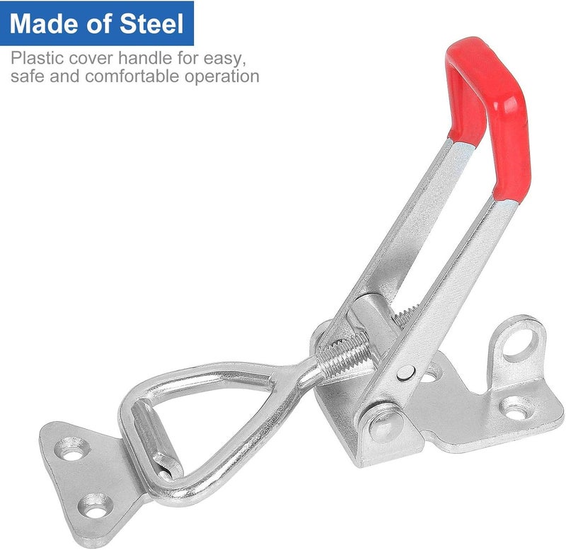 APACALI 8 Pack Adjustable Toggle Clamp 660 lbs Holding Capacity Toggle Latch Hasp Clamp GH-4003 Lockable Quick Release Pull Latch Black Metal Draw Latch for Door, Box Case Trunk, Smoker Door, Jig - Image 3