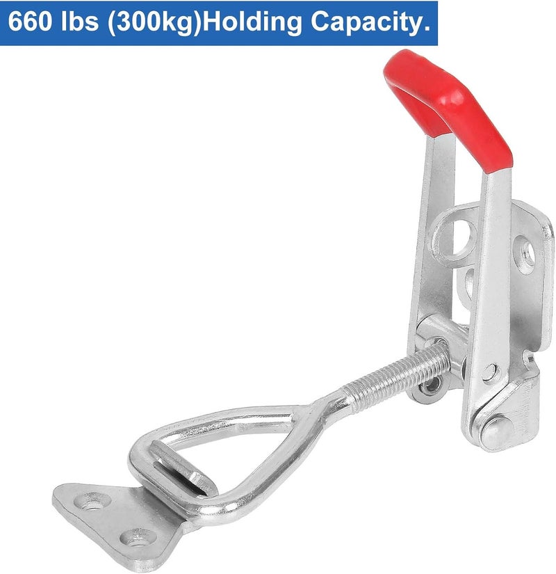 APACALI 8 Pack Adjustable Toggle Clamp 660 lbs Holding Capacity Toggle Latch Hasp Clamp GH-4003 Lockable Quick Release Pull Latch Black Metal Draw Latch for Door, Box Case Trunk, Smoker Door, Jig - Image 4