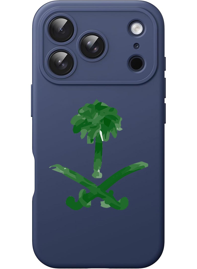 Theodor Protective Slim Fit Case Liquid Silicone Cover with Full Body Protection Anti-Scratch Shockproof Case For Apple iPhone 17 Pro Max (Blue) KSA symbol - Image 1