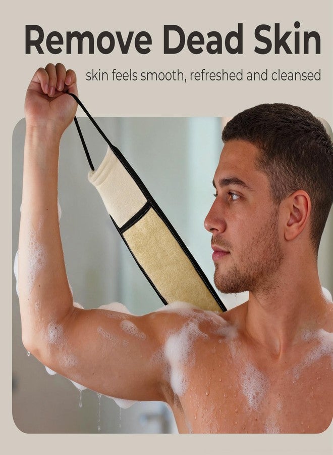 HillSpring Natural Loofah Back Scrubber, Double-Sided Exfoliating Body Scrubber with Handy Strap for Deep Cleaning, Durable Bath Shower Luffa Sponges for Men and Women (Black) - Image 2