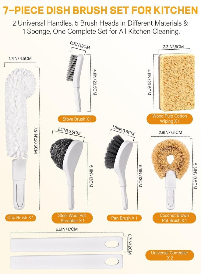 ZimiTeda 7 Pack Kitchen Cleaning Dish Brush Set with Storage Box for Pan Bottle - Image 2