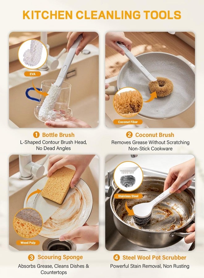 ZimiTeda 7 Pack Kitchen Cleaning Dish Brush Set with Storage Box for Pan Bottle - Image 5