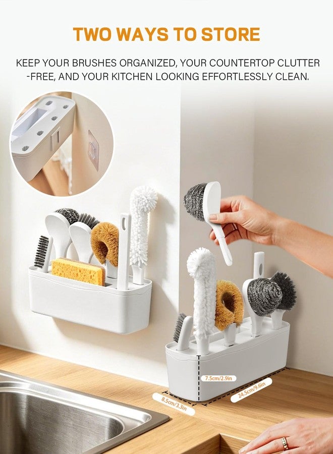 ZimiTeda 7 Pack Kitchen Cleaning Dish Brush Set with Storage Box for Pan Bottle - Image 4
