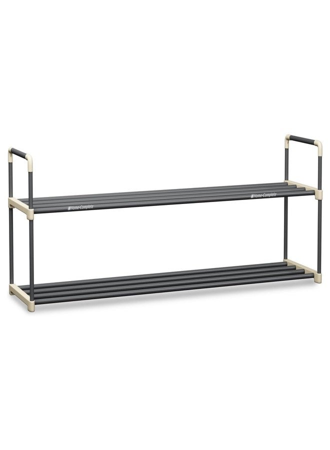 Home-Complete Shoe Rack - 2-Tier Shoe Organizer for Closet, Bathroom, Entryway - Shelf Holds 10 Pairs Sneakers, Heels, Boots by Home-Complete (Gray) - Image 1
