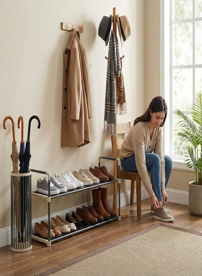 Home-Complete Shoe Rack - 2-Tier Shoe Organizer for Closet, Bathroom, Entryway - Shelf Holds 10 Pairs Sneakers, Heels, Boots by Home-Complete (Gray) - Image 2