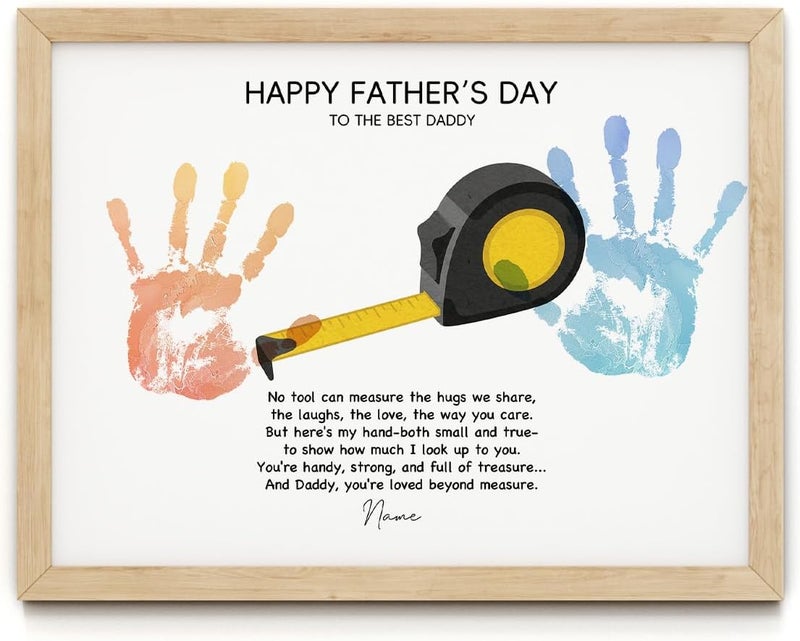 TwoDays Father's Day Handprint Gift from Kids - Loved Beyond Measure Art Craft Kit, DIY Keepsake for Dad Grandpa from Daughter Son, Great Present for Father's Day (12" x 16", Wood Frame) - Image 1