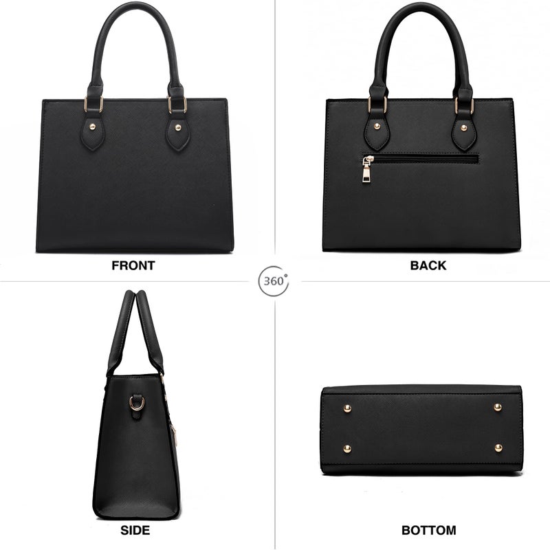 CHICAROUSAL Crossbody Purses and Handbags for Women PU Leather Tote Top Handle Satchel Shoulder Bags (Black) - Image 4
