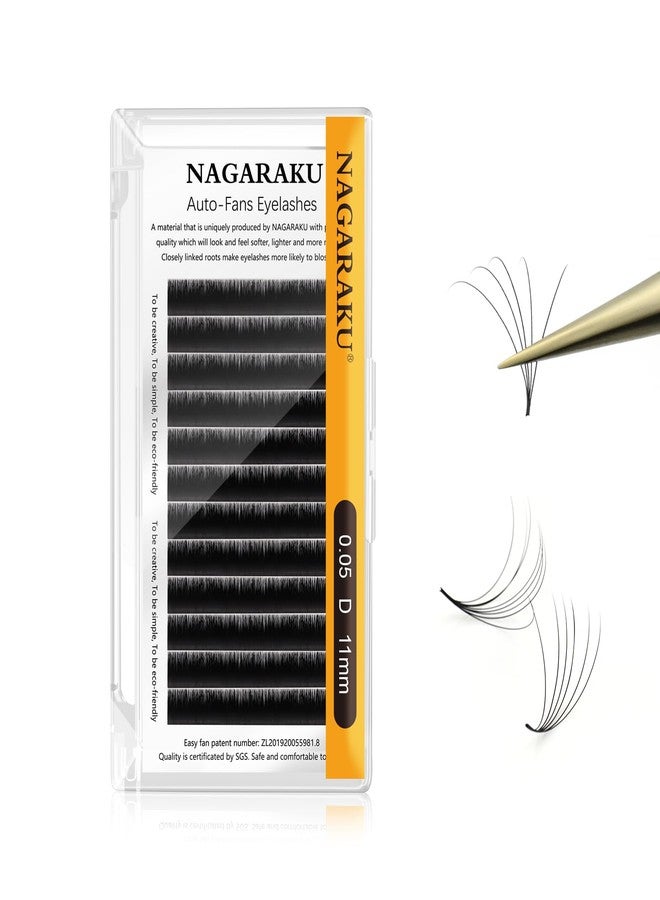 NAGARAKU Easy Fan Eyelash Extensions Volume Lash 0.05 D curl 11mm Rapid Blooming Faux Mink Cluster For Beginners Soft Professional Lash Supplies - Image 1