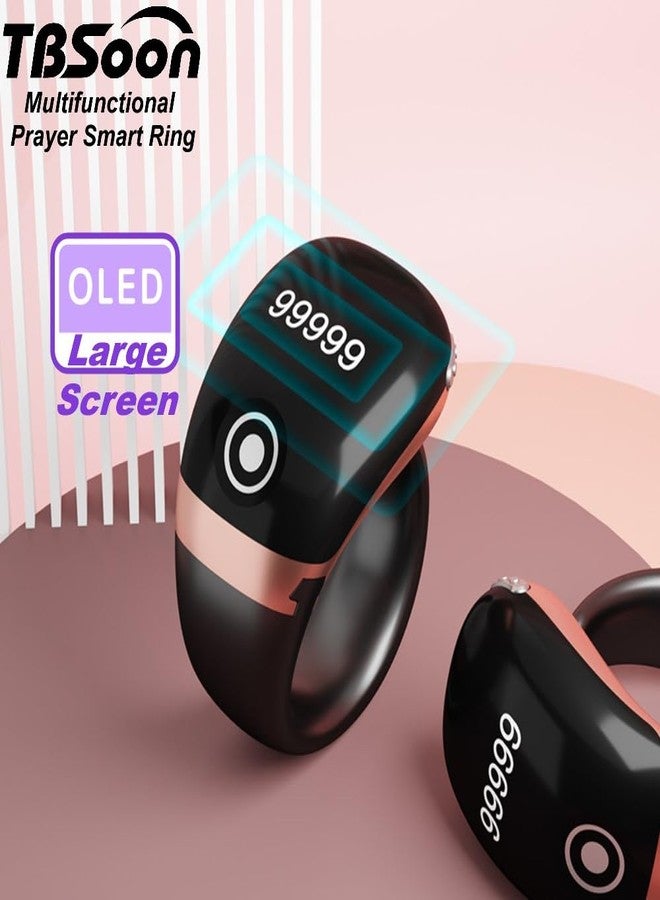 TBSoon Lightweight Tasbih Smart Ring, Tasbeeh Counters,Prayer Direction Indicator Guide,5 Azan Alarm Clock,Forgiveness,Electronic Rosary,Eid al-Fitr Eid al-Adha Ramadan Gift for men women-Black Pro with APP - Image 5