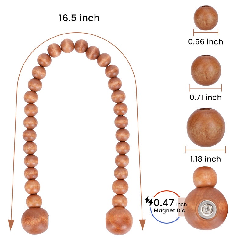 KLOGTSIND Magnetic Curtain Tiebacks, Curtain Tie Backs for Curtains 2 Pack, Wood Bead Curtain Tiebacks, Curtain Holders for Boho Bedroom Decor, Baby Nursery Decor, Farmhouse Decor - Image 3