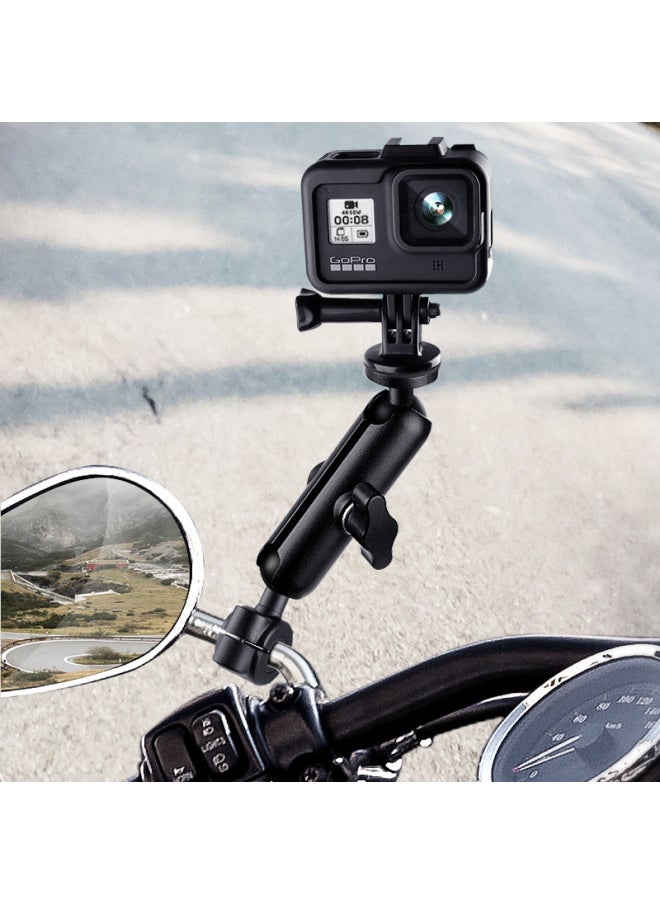 Generic - Motorcycle Mobile Phone Bracket Gopro12/10 Accessories Insta360X4 Panoramic Camera Shooting Bracket Navigation-Color:Bold Rearview Mirror Fixing Bracket (applicable To Suzuki 250/Chunfeng 250/ninja400, Etc.) - Image 1