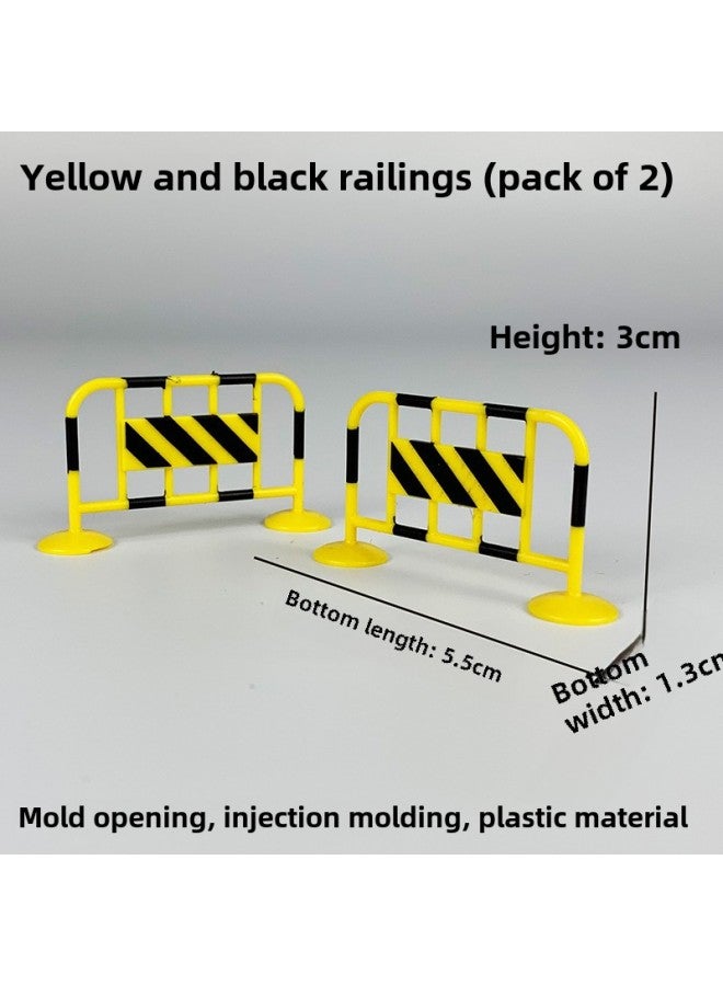 Speed Bump Traffic Light Parking Garage Road Cone Car Model Toy Scene Ornaments Signs License Plate Underground-Color:Yellow Black Railings  - Image 1