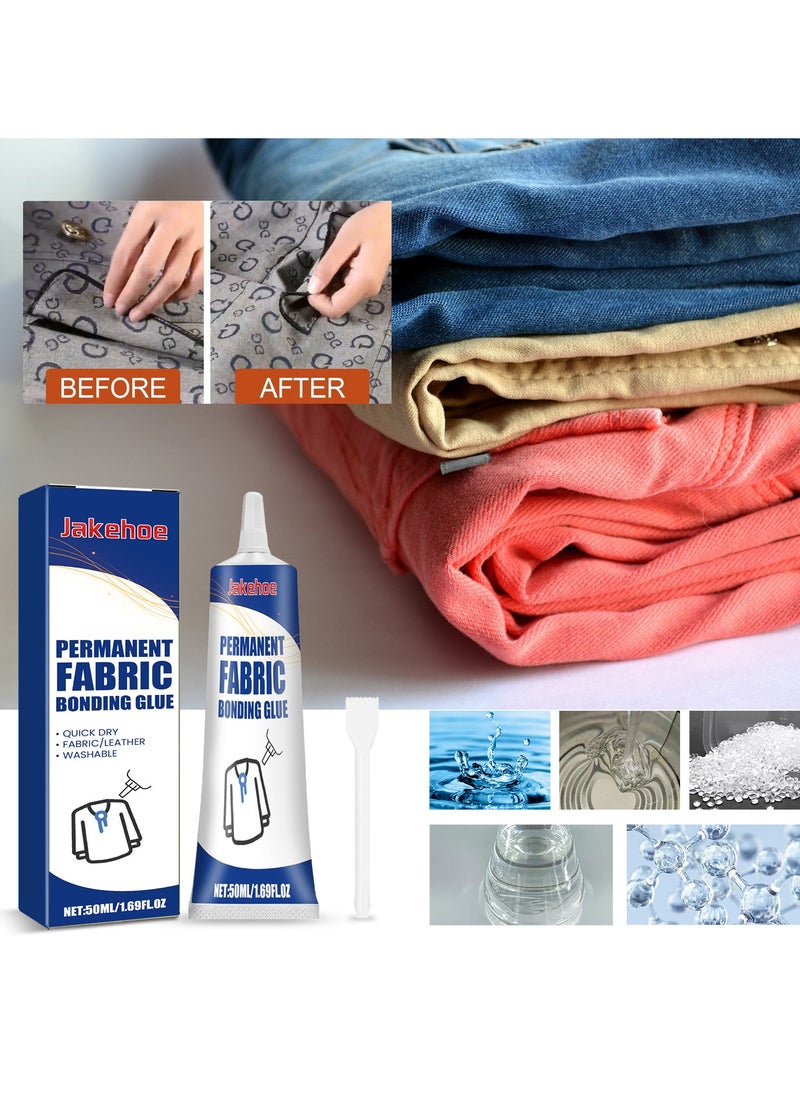 Jakehoe - Transparent Waterproof Fabric Glue for Clothes – Heat & Wash Resistant Adhesive for Denim & Textiles with Scraper Too - Image 1