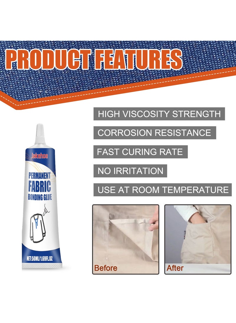 Jakehoe - Transparent Waterproof Fabric Glue for Clothes – Heat & Wash Resistant Adhesive for Denim & Textiles with Scraper Too - Image 1