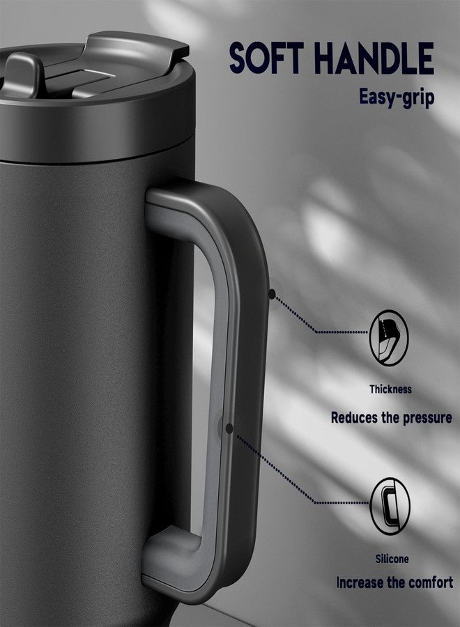 Meoky 32 oz Tumbler with Handle and Flip Straw, 100% Leakproof Tumbler with Lid and Straw, Stainless Steel Insulated Cup, Cupholder Friendly, Keeps Cold for 24 Hours (Night) - Image 4