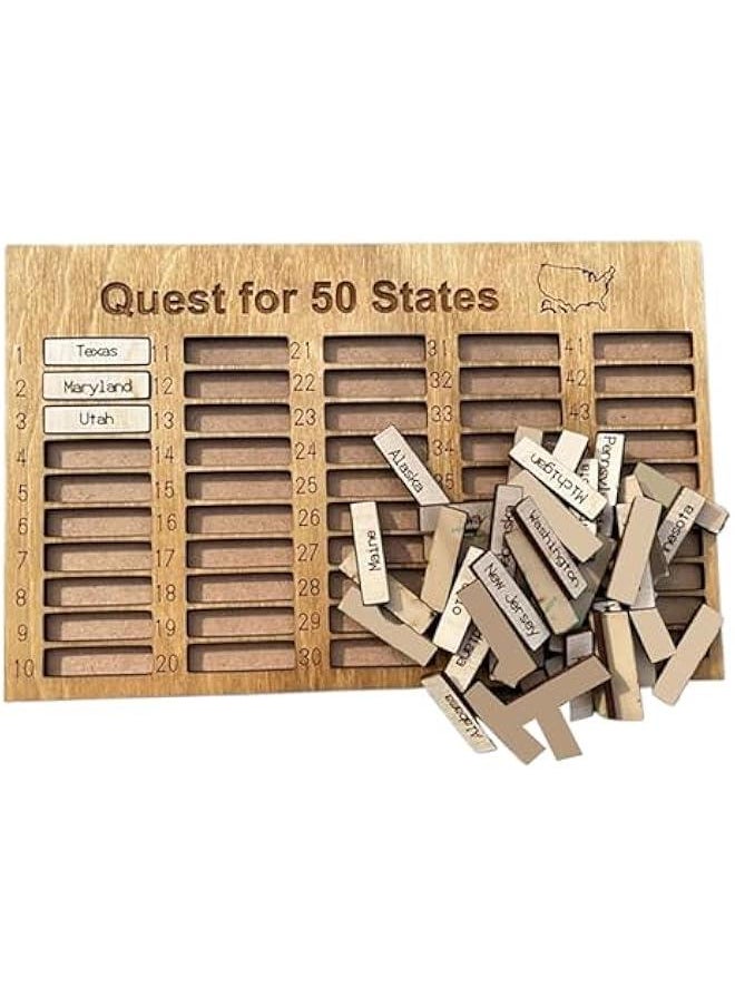 ماركة غير محددة US 50 States Travel Complete List Wooden Ornament, Visit 50 States Countdown Travel Plan, Track Your Journey Across The USA, Tracker Board Gift  - Image 1