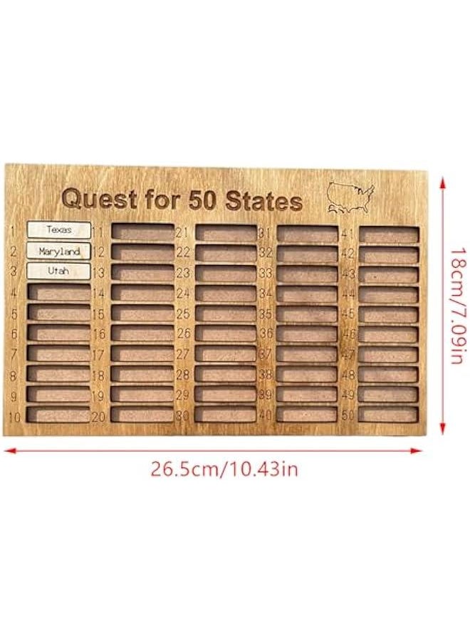 ماركة غير محددة US 50 States Travel Complete List Wooden Ornament, Visit 50 States Countdown Travel Plan, Track Your Journey Across The USA, Tracker Board Gift  - Image 2