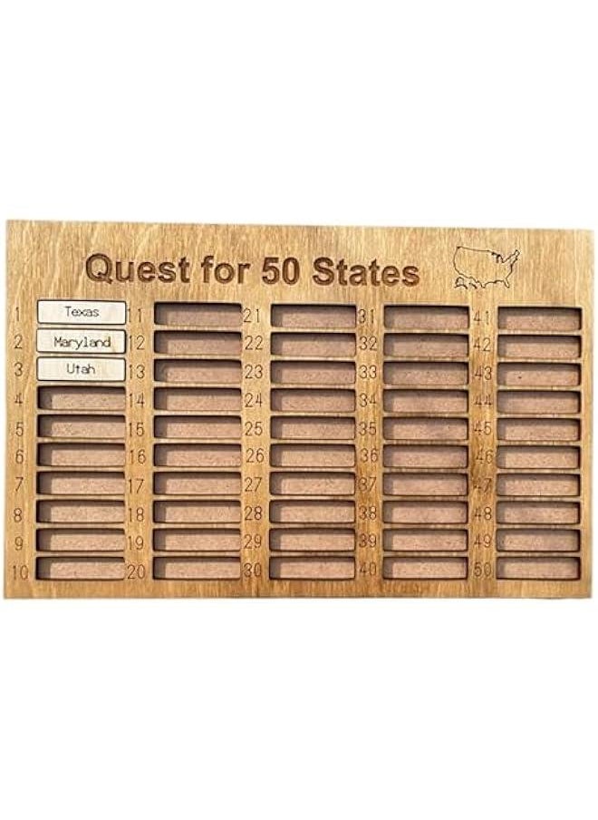 ماركة غير محددة US 50 States Travel Complete List Wooden Ornament, Visit 50 States Countdown Travel Plan, Track Your Journey Across The USA, Tracker Board Gift  - Image 3