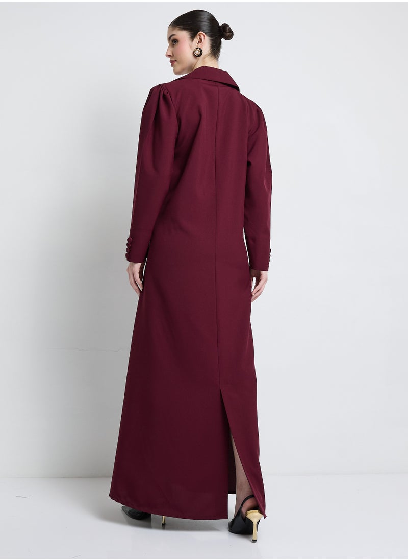 Rosette Abaya - Elegant Blazer Abaya with Button Detail - Image 1