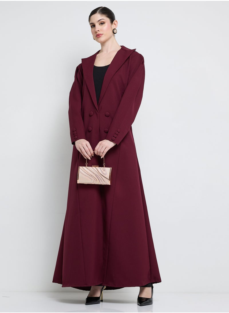Rosette Abaya - Elegant Blazer Abaya with Button Detail - Image 1