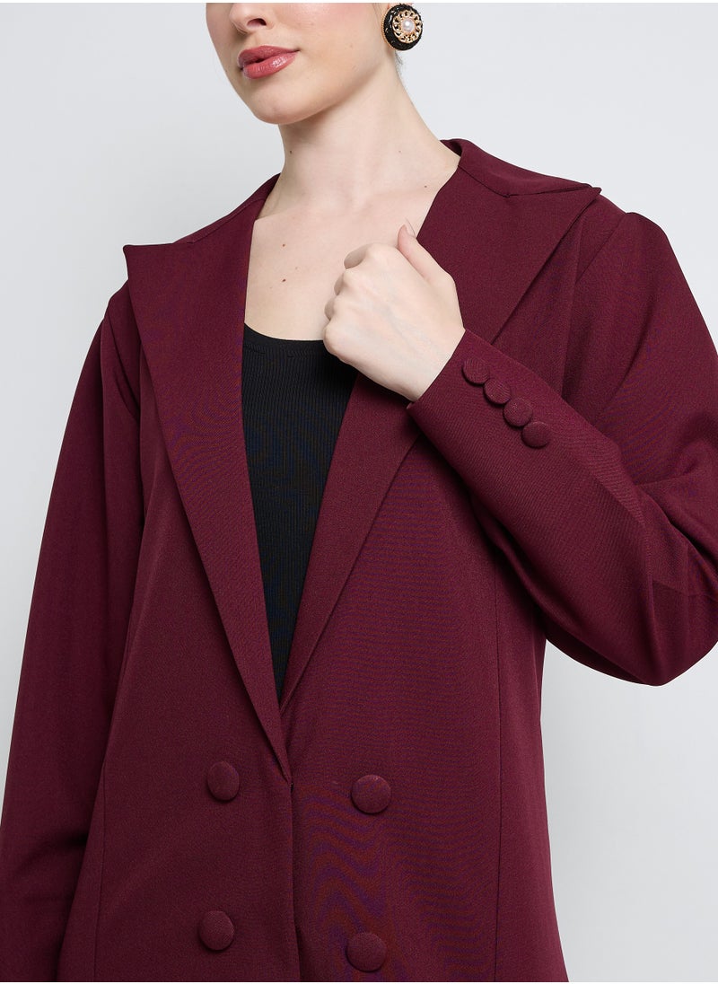 Rosette Abaya - Elegant Blazer Abaya with Button Detail - Image 1