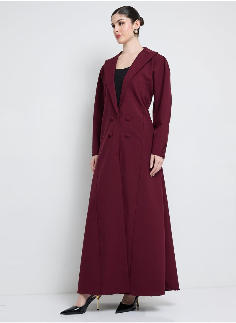 Rosette Abaya - Elegant Blazer Abaya with Button Detail - Image 1
