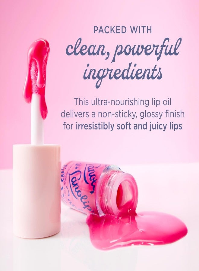 Lanolips Hydrating Lip Oil - Plumping Lip Gloss Infused with Lanolin Oil, Hyaluronic Acid & Vitamin E - Non-Sticky, Glossy Finish Beauty Products - Raspberry (0.2 Fl oz) - Image 2