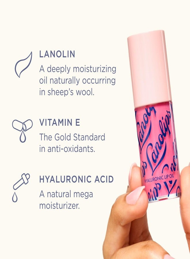Lanolips Hydrating Lip Oil - Plumping Lip Gloss Infused with Lanolin Oil, Hyaluronic Acid & Vitamin E - Non-Sticky, Glossy Finish Beauty Products - Raspberry (0.2 Fl oz) - Image 4